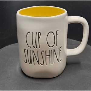 Rae Dunn Cup of Sunshine Sunflower Mug Yellow Interior Artisan Collection  Wonky
